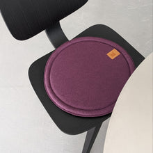 Load image into Gallery viewer, Round felt chair cushion in purple color - 40 or 50 cm / Machine-washable seat pads for dinning chairs