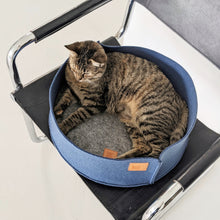 Load image into Gallery viewer, Cat nest with cushion made of blue felt