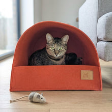 Load image into Gallery viewer, Molly &amp; Cooper felt cat cave in orange color
